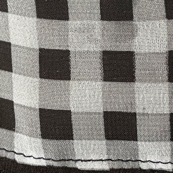 NY & Co Black/white Check sheer front overlay black V-neck tank - Picture 8 of 9